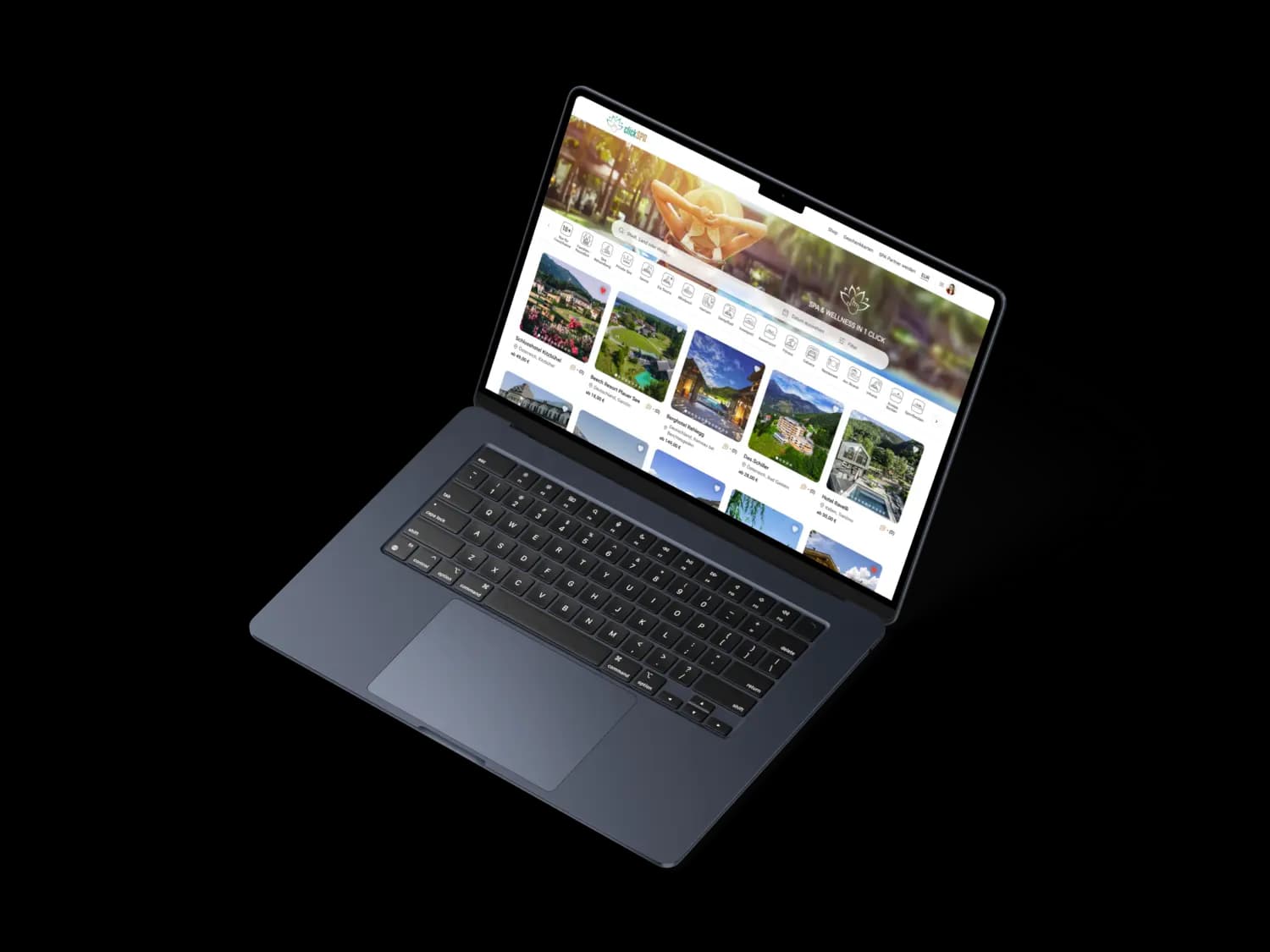 clickSPA Website auf einem Dell XPS Laptop
